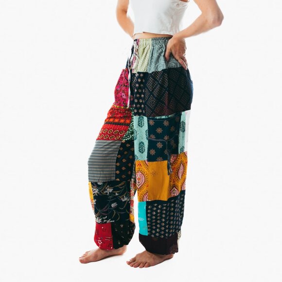 Unisex handmade boho hippie aladdin patchwork harem yoga pants one size women - Picture 2 of 3